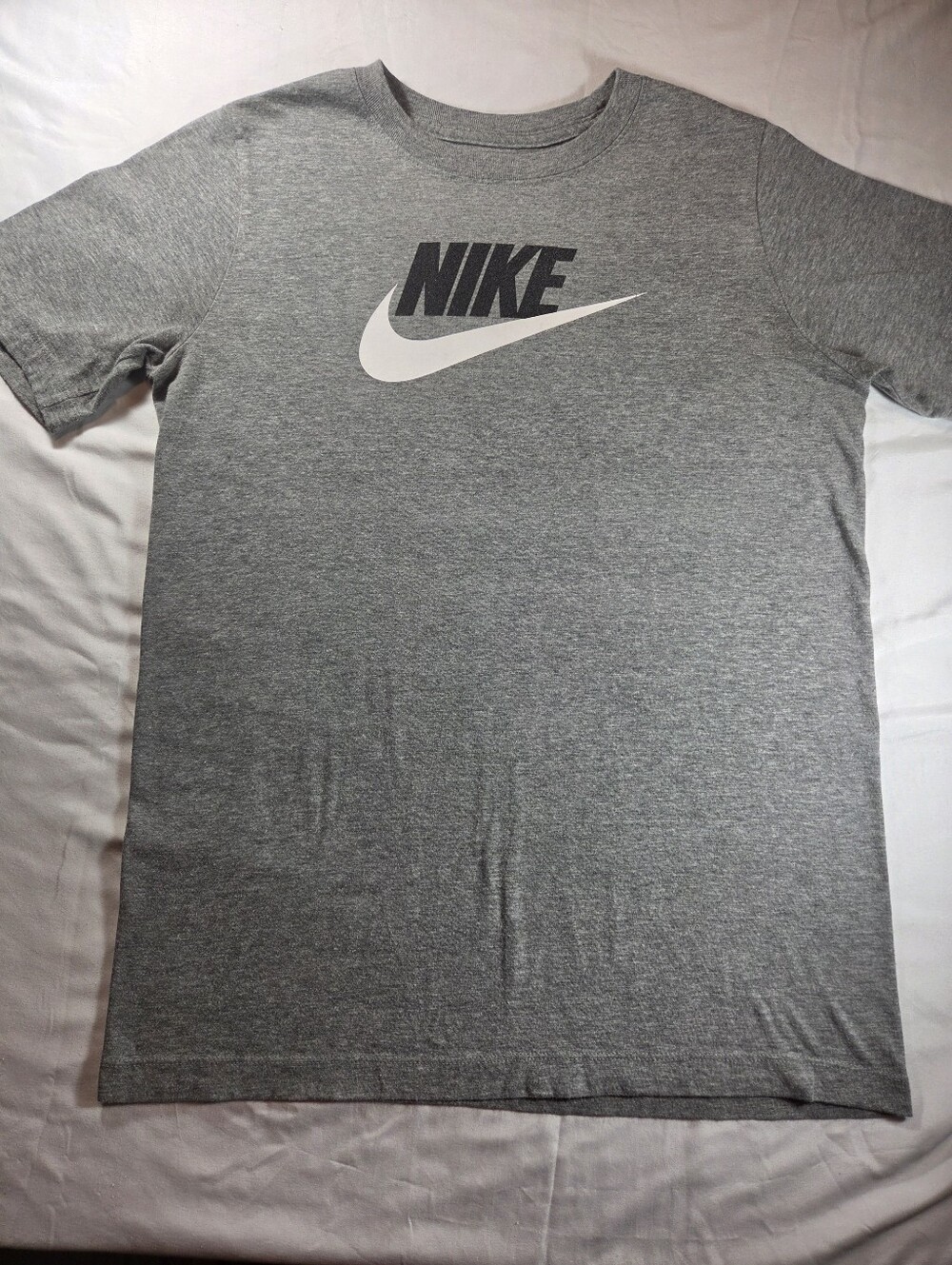 Nike Gray Crewneck T-Shirt with White Swoosh